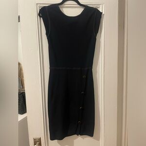Reiss navy blue midi dress with button details size 6